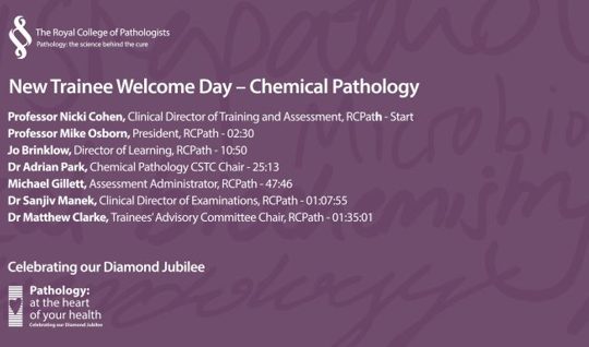 New Trainee Welcome Day 2022 - Chemical Pathology