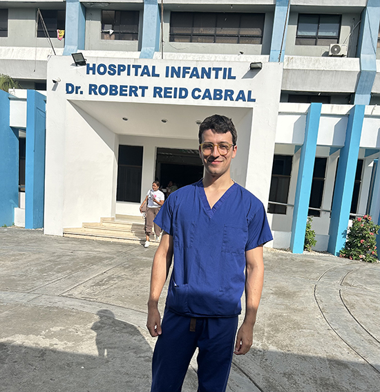 Lucas Heeringa outside the children's hospital he studied at in the Dominican Republic.