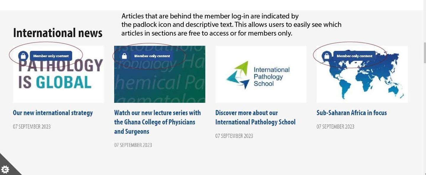 A screenshot showing the padlock icon that appears on articles that members will need to log in to access