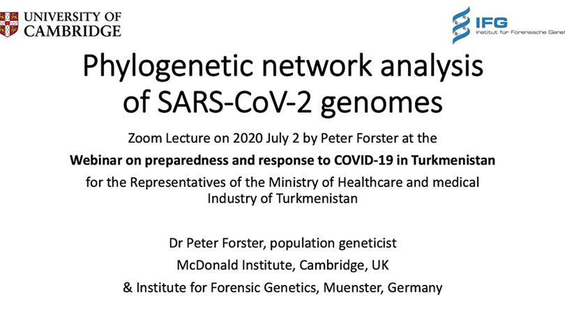Phylogenetic network analysis of SARS-CoV-2 genomes - presented by Dr Peter Forster