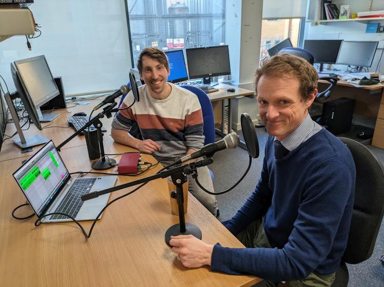 Dr Richard Buka and Dr Pip Nicholson recording episodes of their new podcast