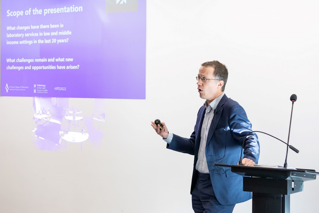 The third talk was co-delivered by Mr Richard Skone-James from The Tropical Heath Education Trust (THET) Programme Team and College fellow and consultant microbiologist Dr Jean O’Driscoll.